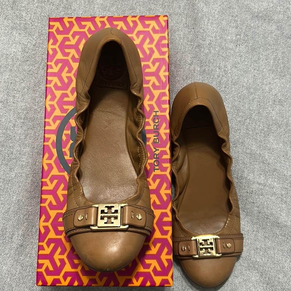Tory Burch Tan flats with original box